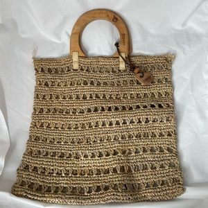 Esprit Vintage Tote Bag with wooden handles great for the beach!